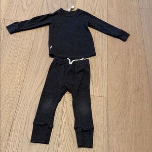 Black Long Sleeve Top and Pants Set